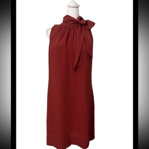 Ann Taylor Factory Sleeveless Bow High Neck  Sheath Dress In Spice Fall Tone 6